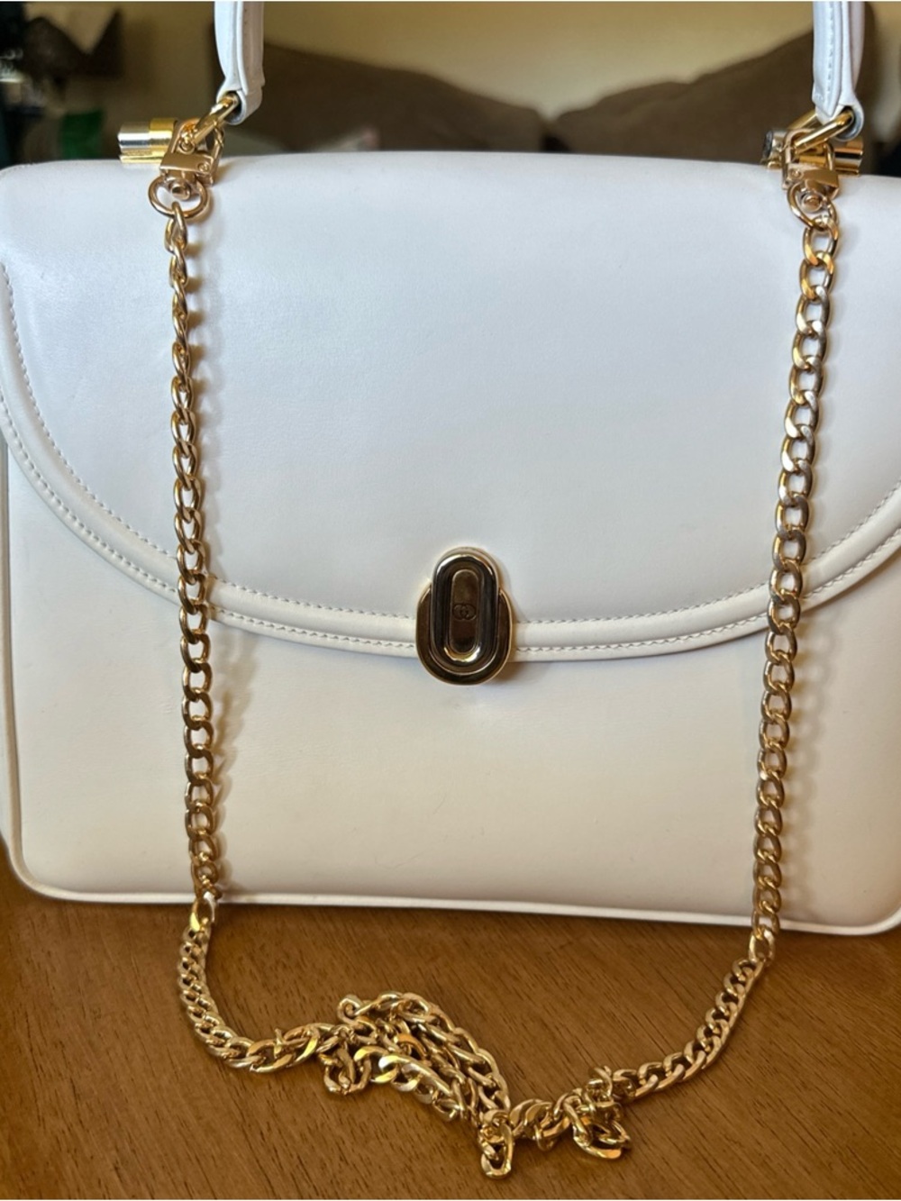 Vintage Gucci Kelly-like White Calfskin Leather Handbag with Suede Interior - Picture 16 of 16